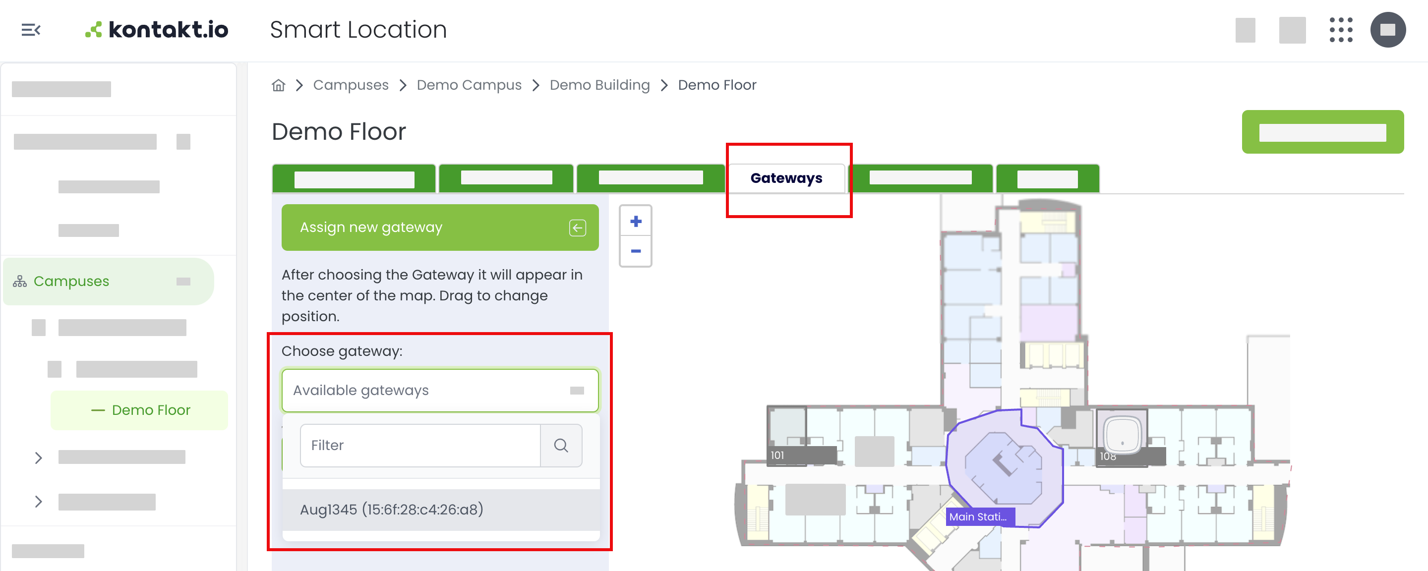 External devices, Smart Location assign gateway