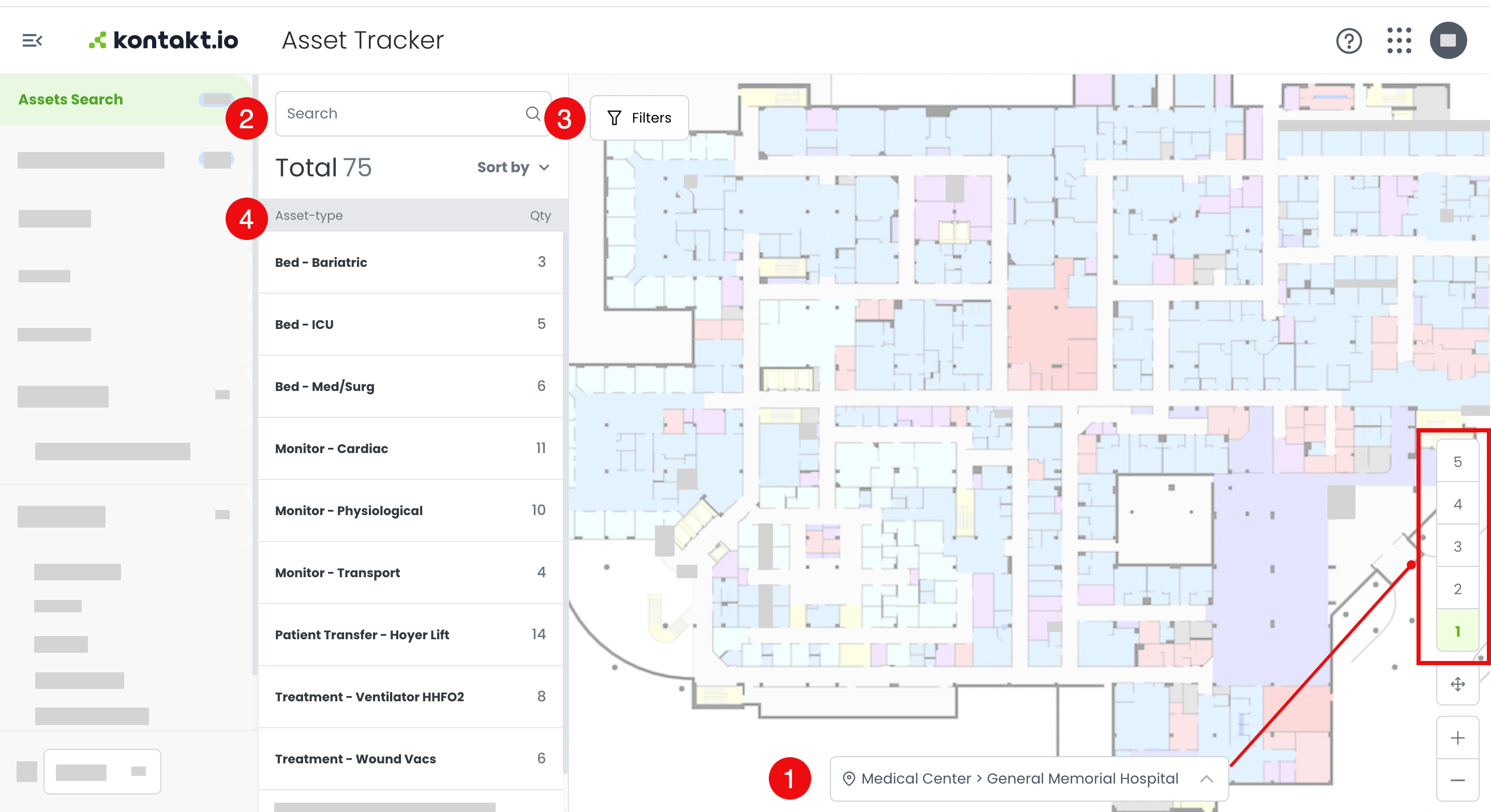 Kio Asset Tracker Asset Search features