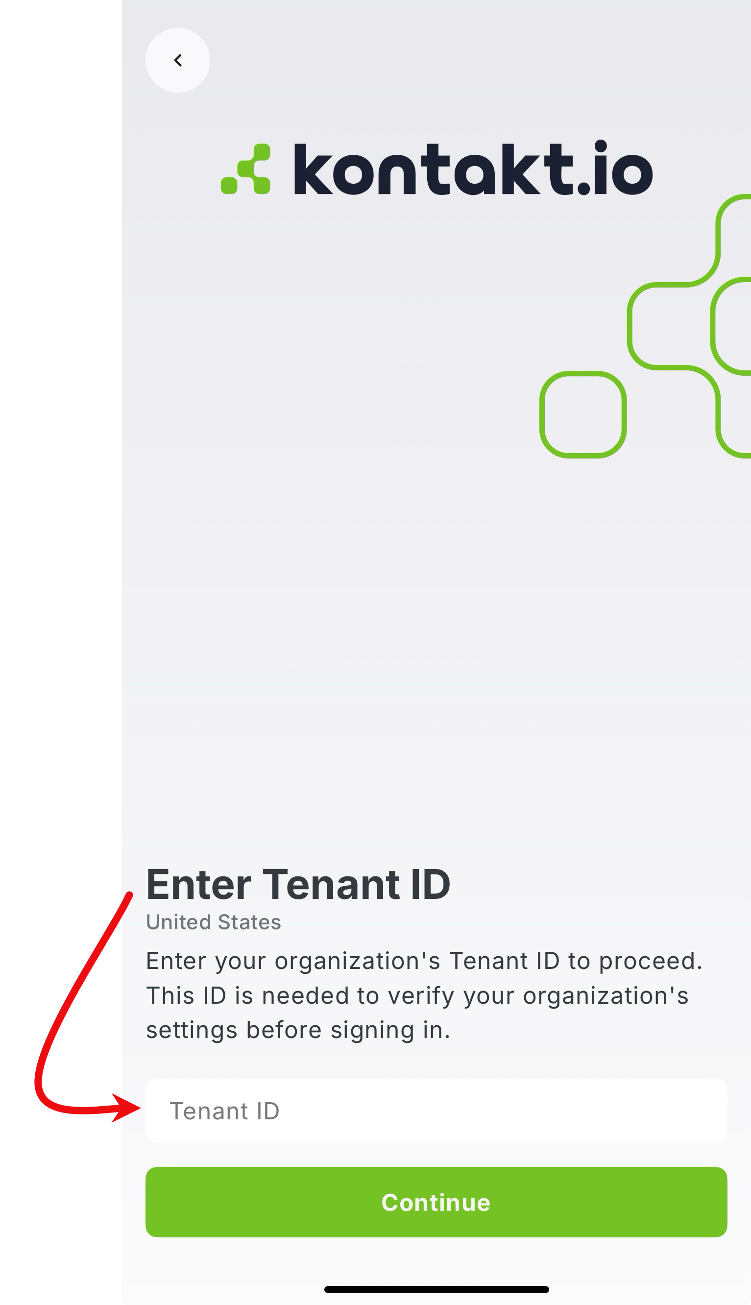 Enter Tenant ID
