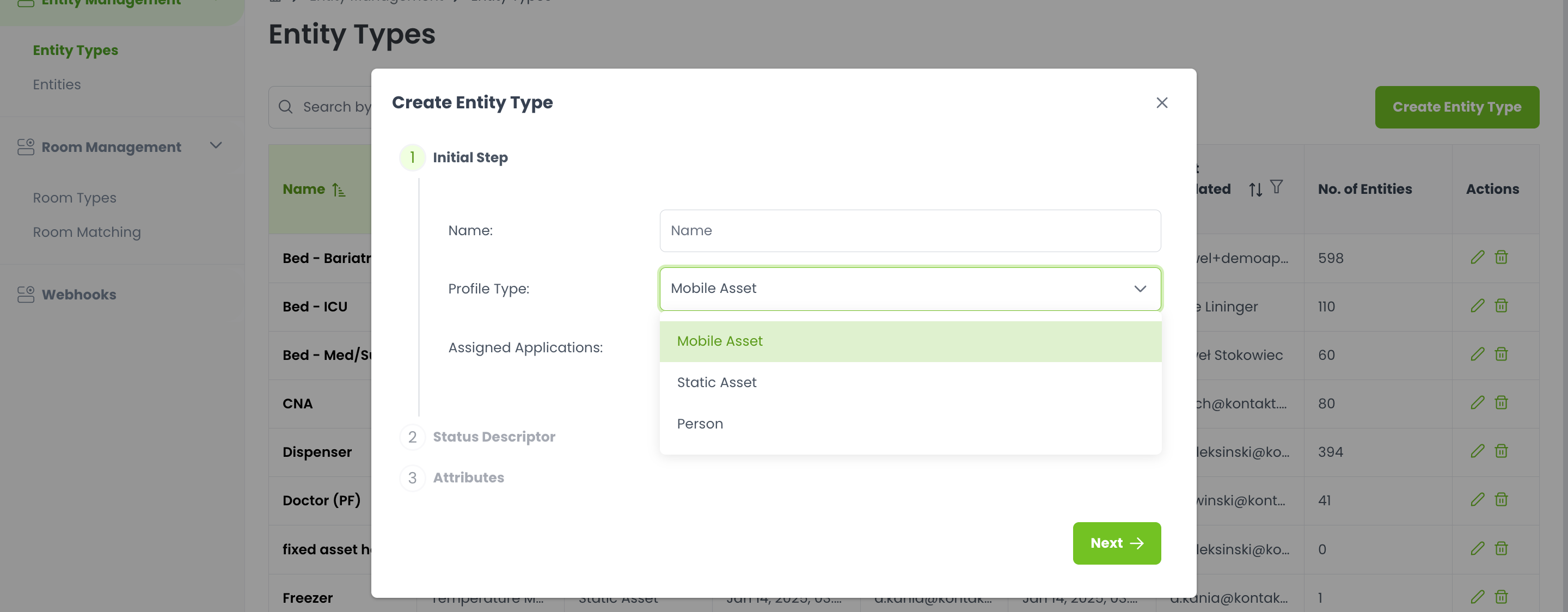 create entity type from Company Settings