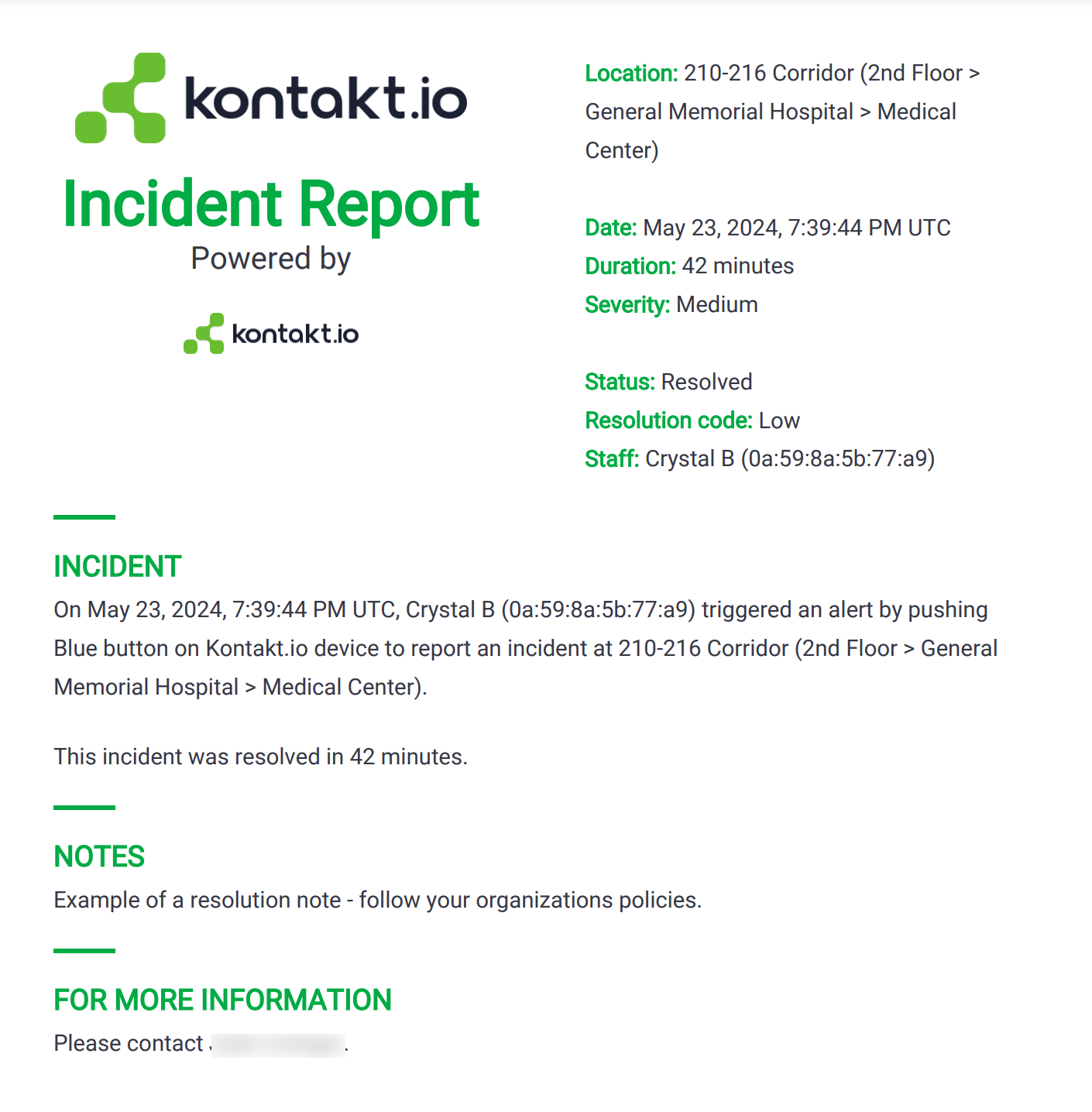 Staff Safe Incident Report
