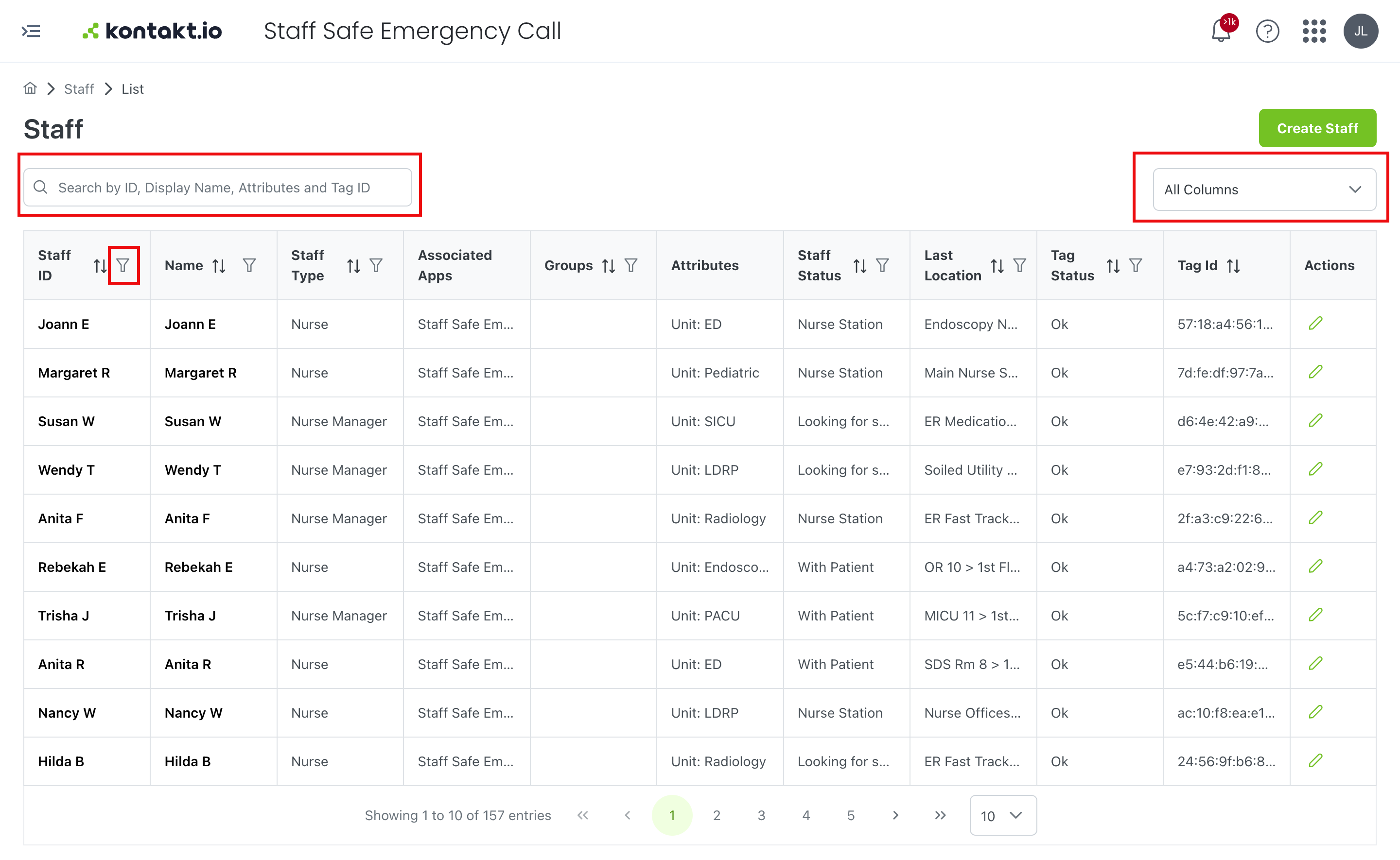 Staff Safe list of all staff