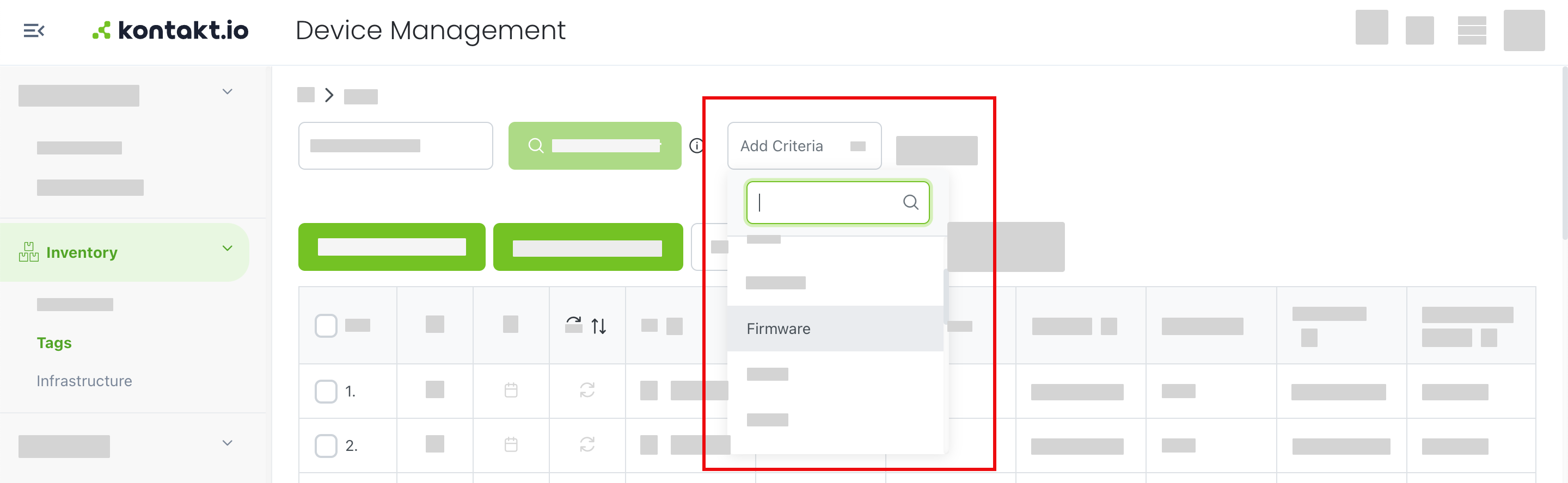 Device Management filter firmware