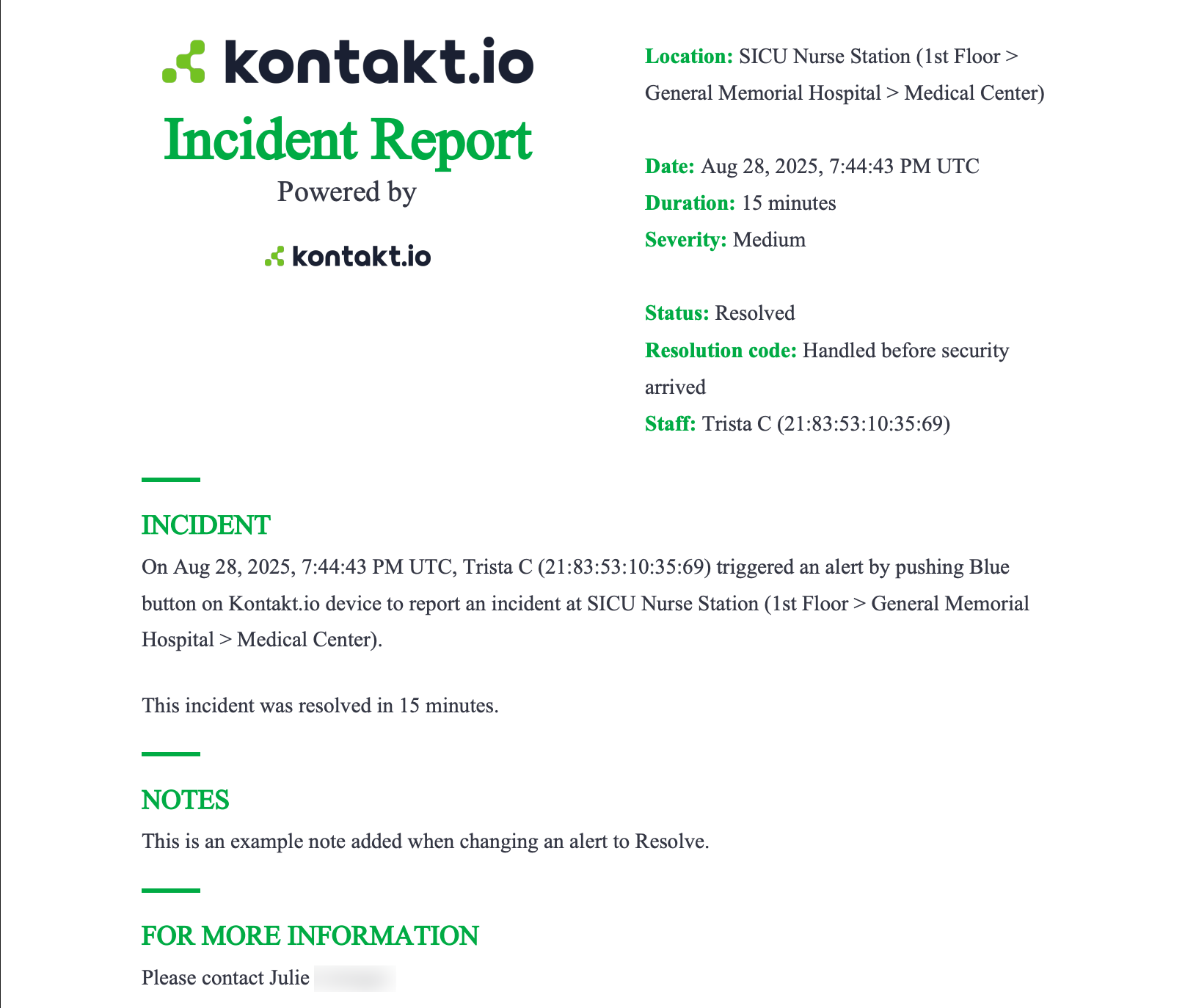Staff Safe Incident Report