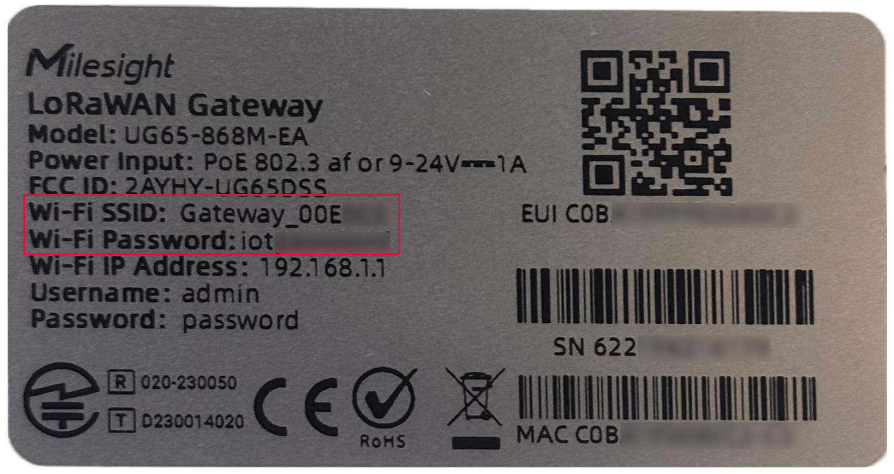 Reference sticker on the back of the Base Station